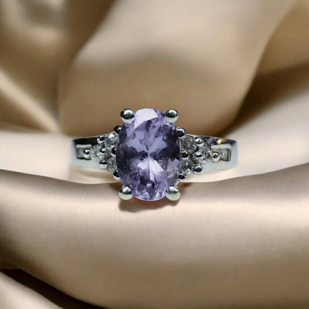 14k Gold -Natural Tanzanite Diamond Ring -Size 4.25- 1 Carat T.W. Oval Cut -3g